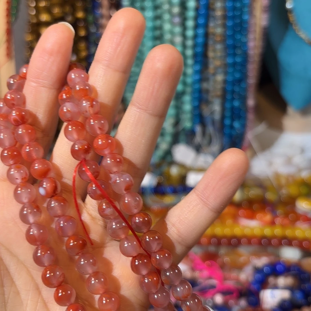 玛瑙/玉髓银S925镀金镶嵌珠宝半成品南红玛瑙半条卡8