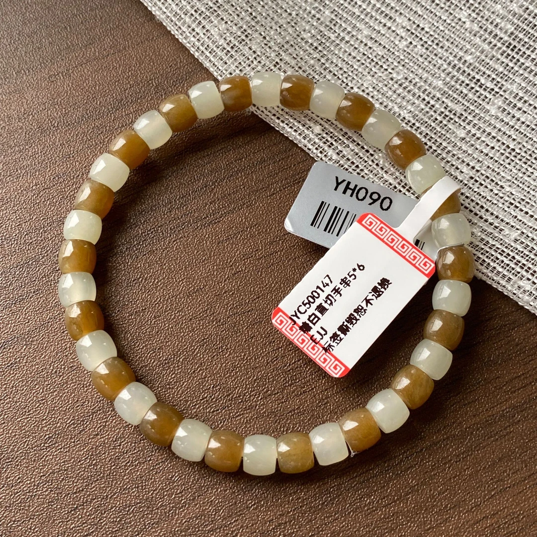 【张瀚元甄选】JYC500147和田玉糖白直切手串5*6
