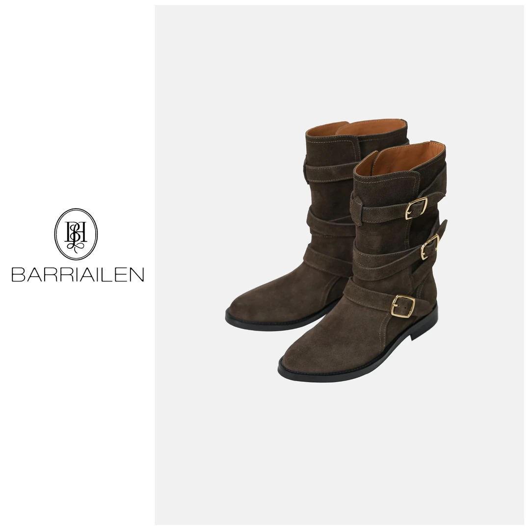 BARRIAILEN | 时尚真皮高帮冬季户外休闲短靴-241156