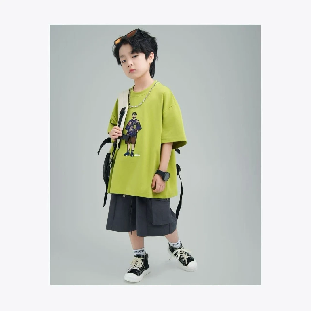 【年中清货】刺绣T恤中大童男童女童短袖韩版男童舒适棉T恤YG6822