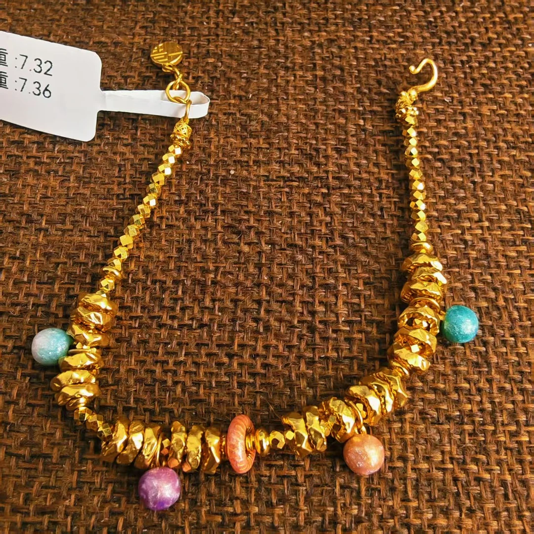 足金999珐琅彩色糖豆盘缠蹦迪珠手链04130002