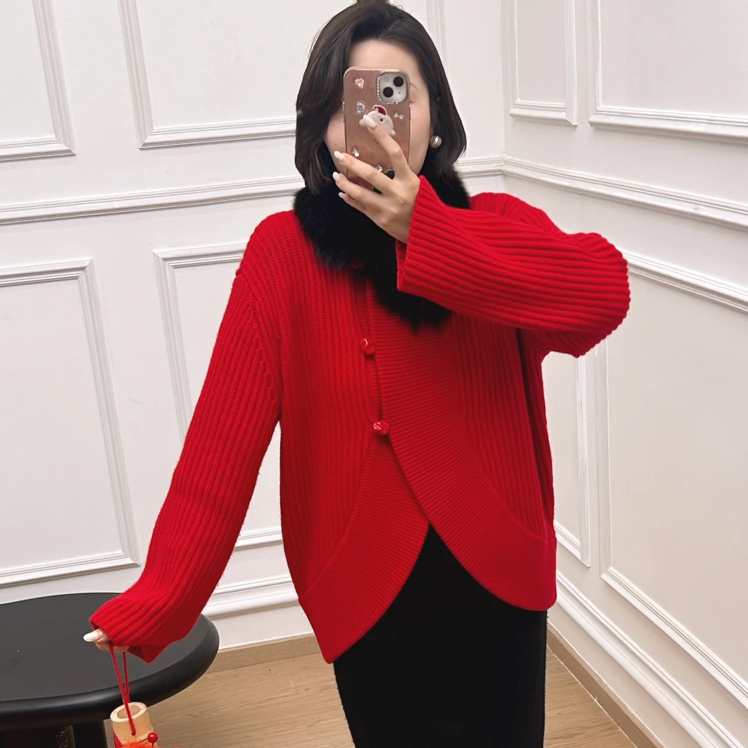 翎禾LINGHE-主理人专属「雪国列车」长袖羊绒针织开衫外套