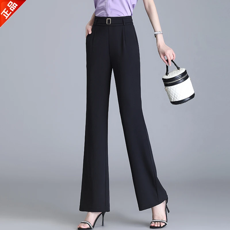 正品2025夏季新款女微喇叭裤爆款高腰筒喇裤垂坠感休闲职业西装裤