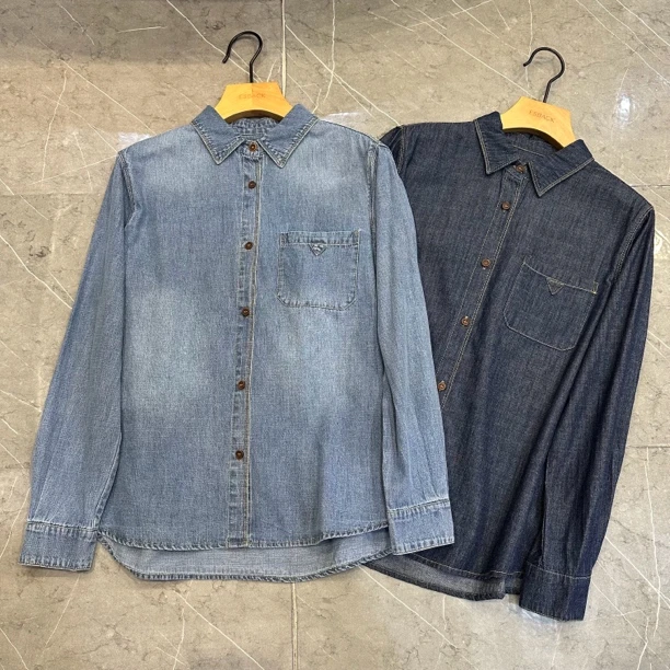 【墨涵精选】新款百搭减龄显瘦时尚休闲牛仔衬衫9855