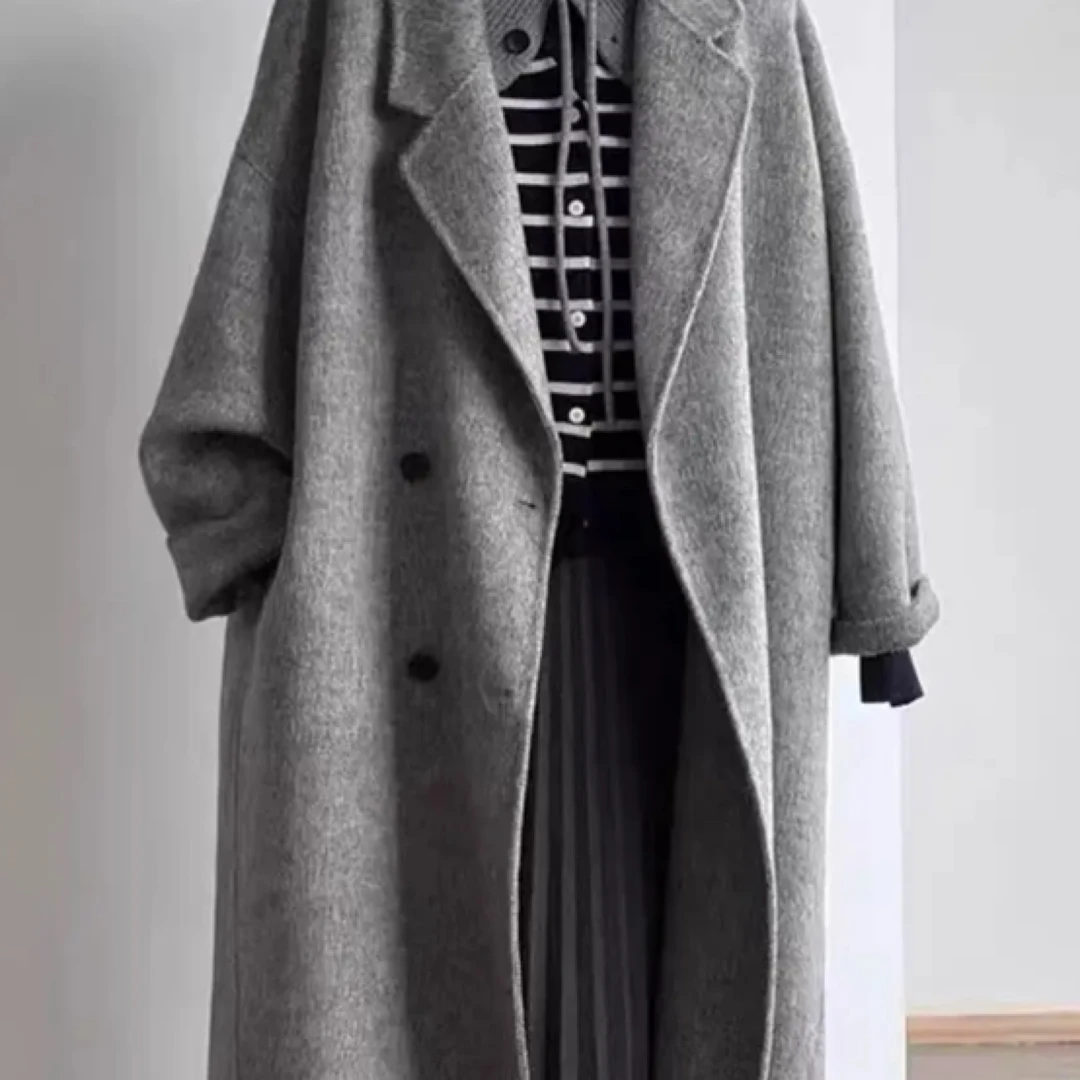 开播福利双面大衣韩版女中长款秋冬季毛呢外套