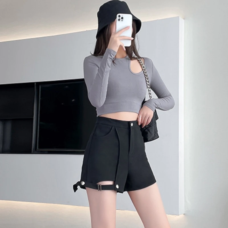 短裤女韩版2023夏季新款小个子黑色高腰阔腿裤显瘦外穿打底裤靴裤