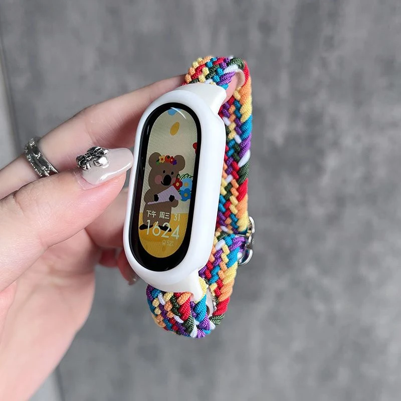 适用小米手环8/9表带腕带编织尼龙表带男女替换表链拼色保护套
