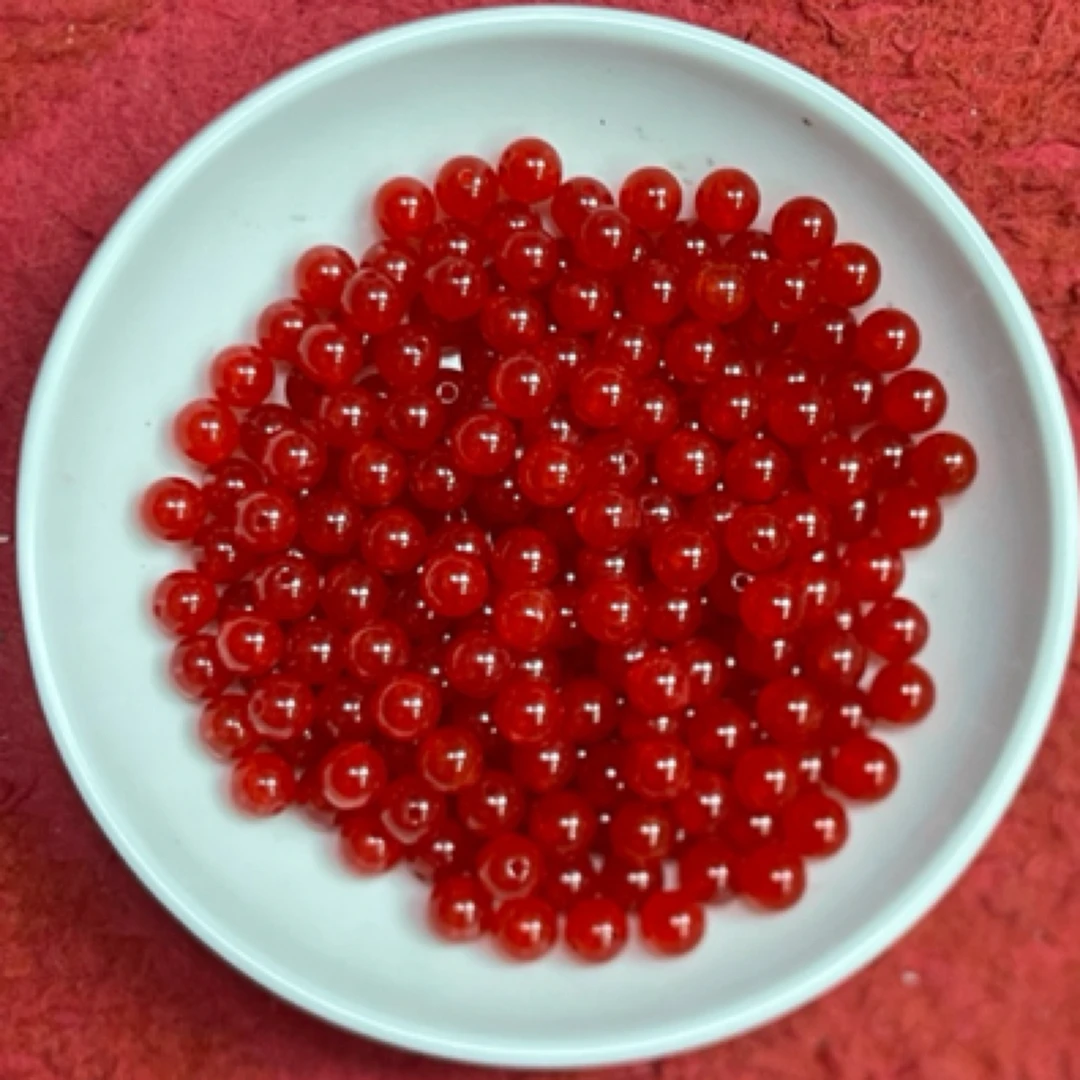 天然珠宝玉石 散珠南红冰锦红Q352  8mm 30颗（赠弹力线）