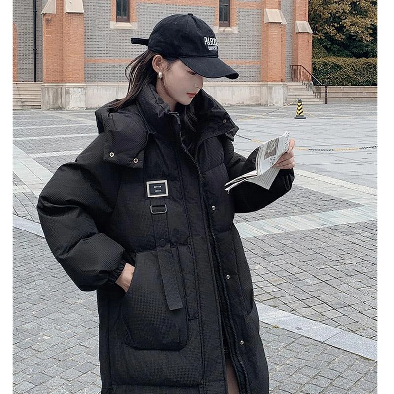 学院风长版羽绒服女2025年新款冬季中长版棉服棉衣过膝外套高级感