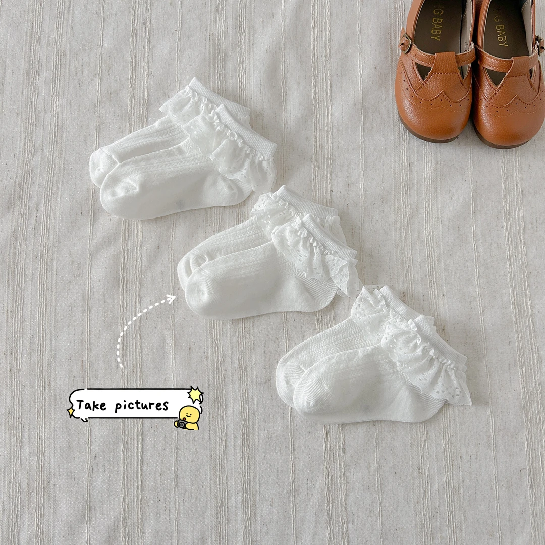 【抗起球】女童公主蕾丝花边网眼袜短筒袜夏款儿童夏季袜子