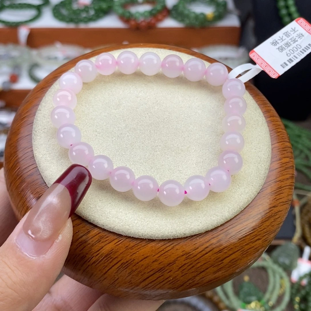 和田玉手链未镶嵌藕粉卡8