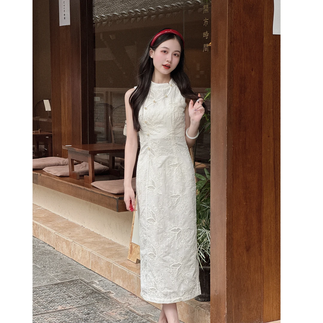 【豆蔻少女】小个子定制国风端庄温柔刺绣气质显瘦旗袍连衣裙女