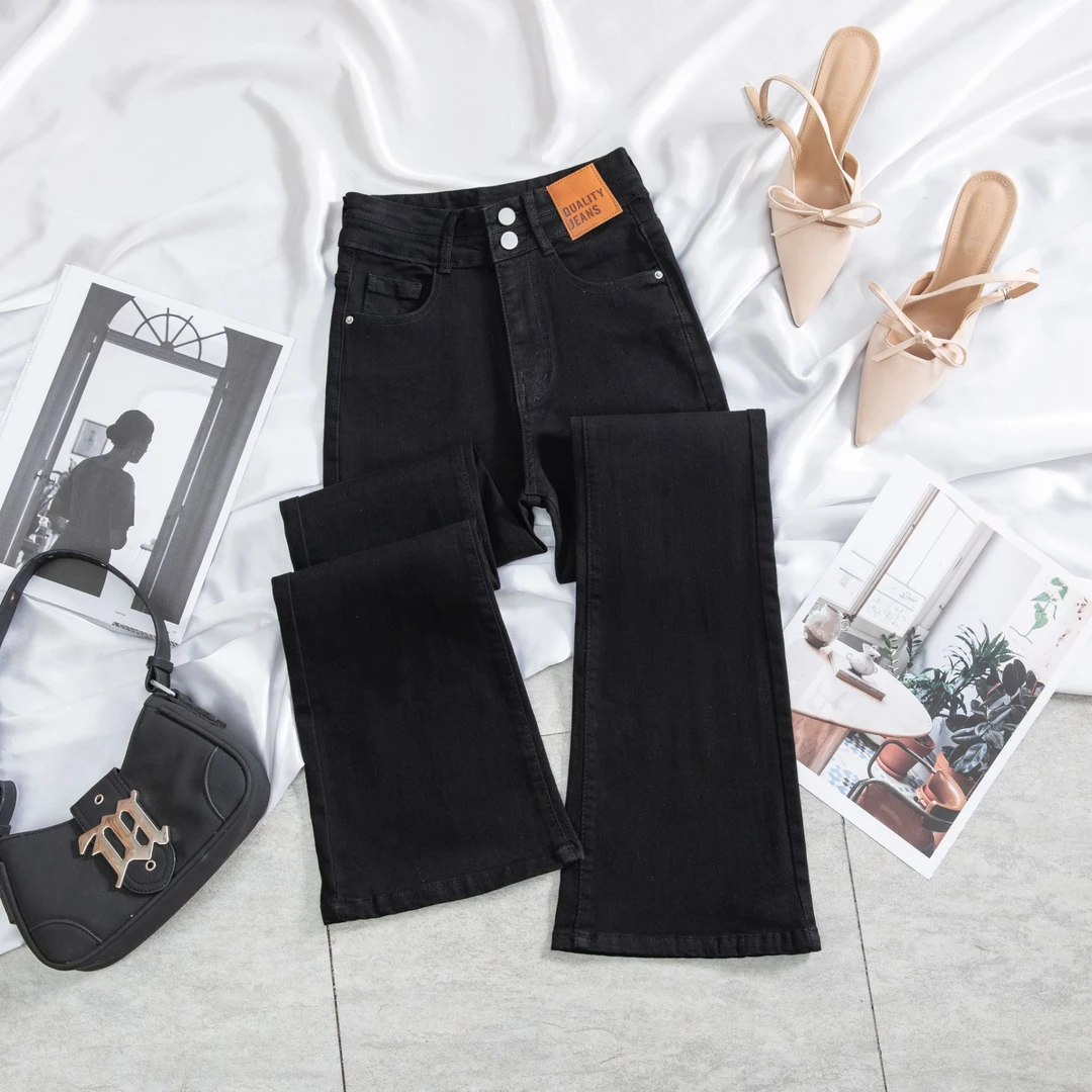 2025秋季新款微喇叭牛仔裤女新款韩版高腰修身显瘦加长百搭微喇裤