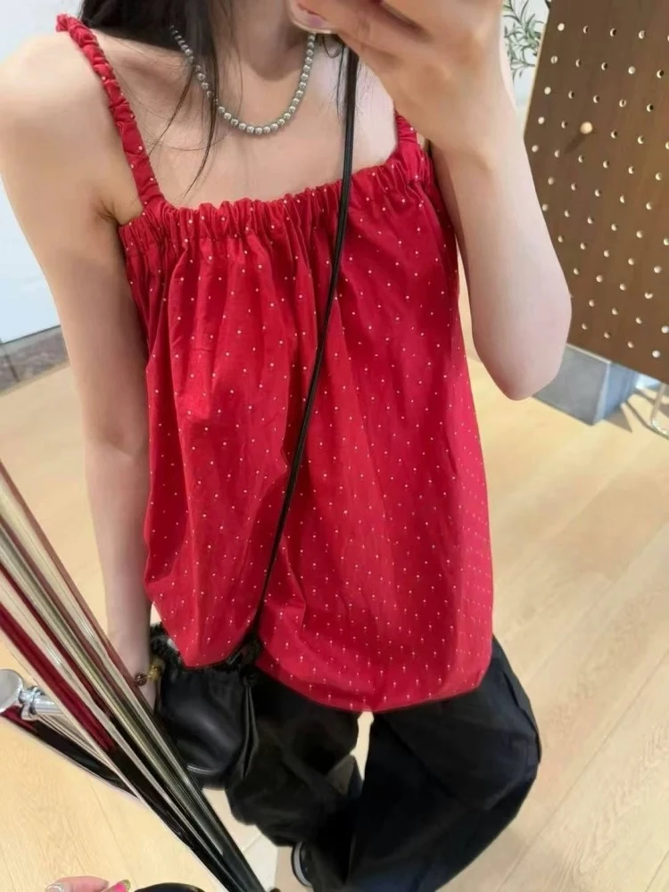 @819【蓝精灵】韩系宽松后背系带蝴蝶结吊带女夏季宽松显瘦无袖上衣