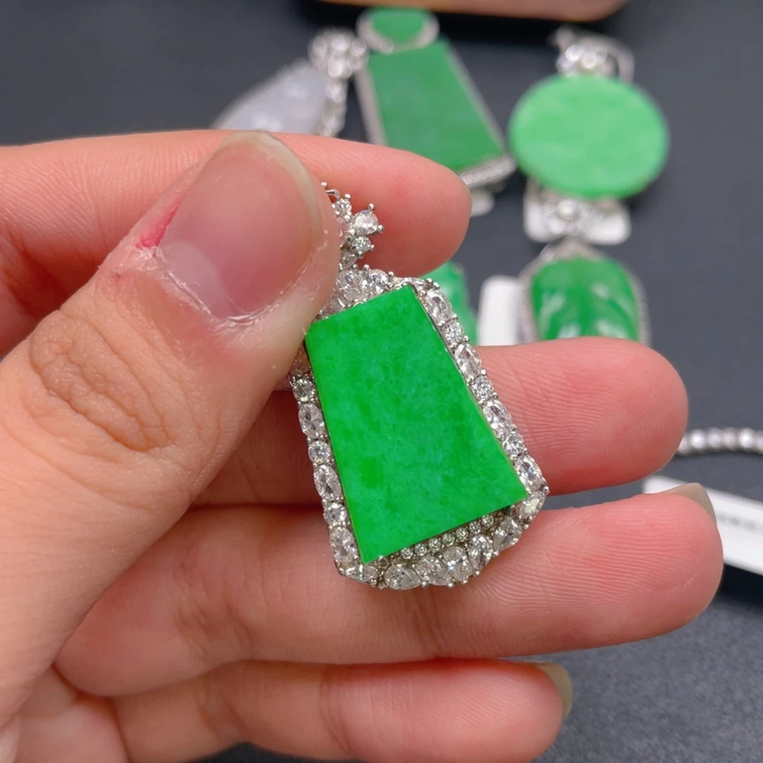 翡翠银S925镶嵌吊坠(不含链)