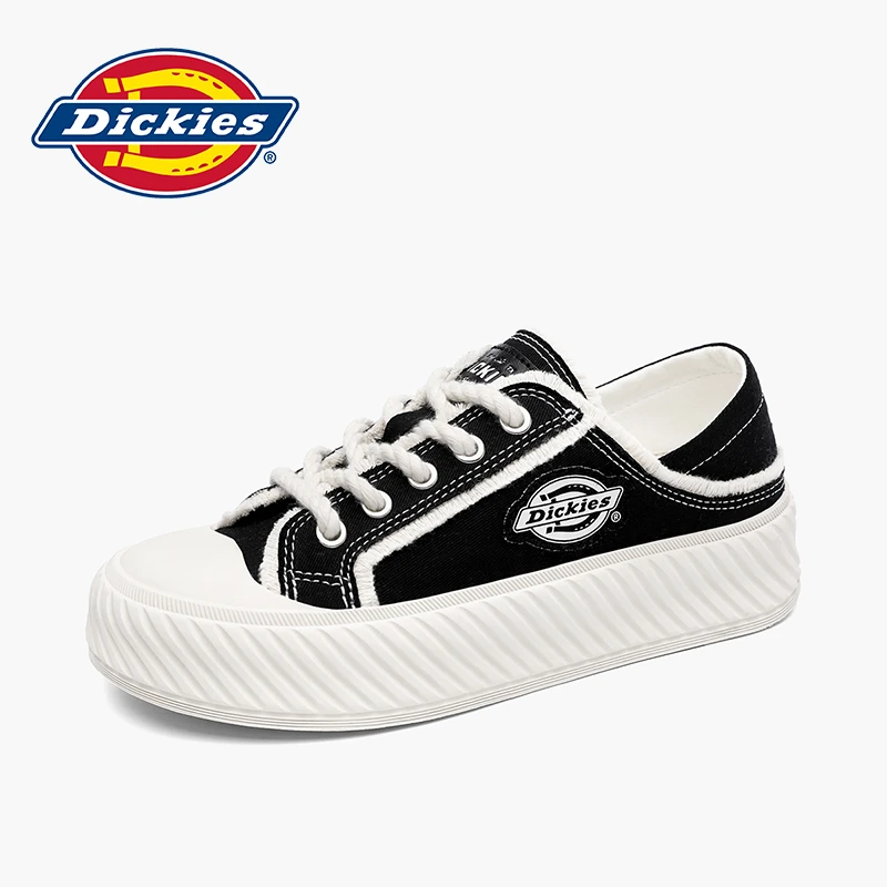 Dickies2025秋季情侣款百搭一脚蹬半拖ins时尚厚底低帮休闲帆布鞋
