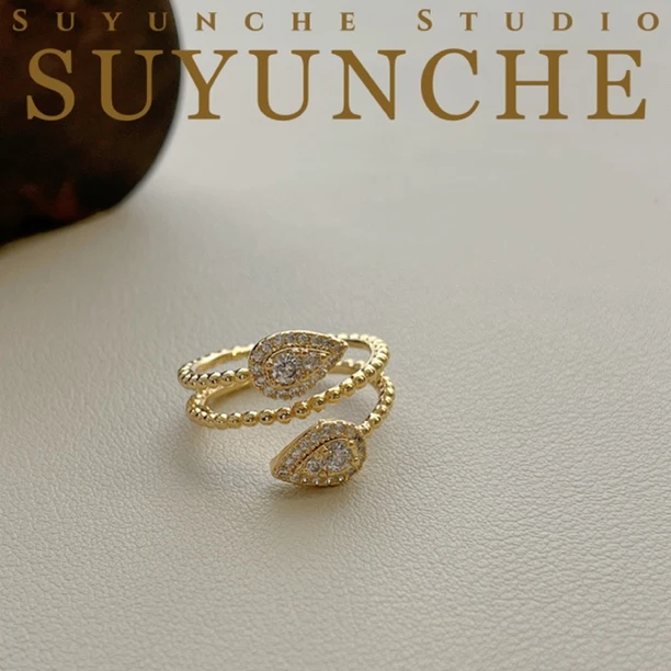 钛钢合成锆石戒指 Suyunche2742复古时尚百搭层次感宫廷风戒指
