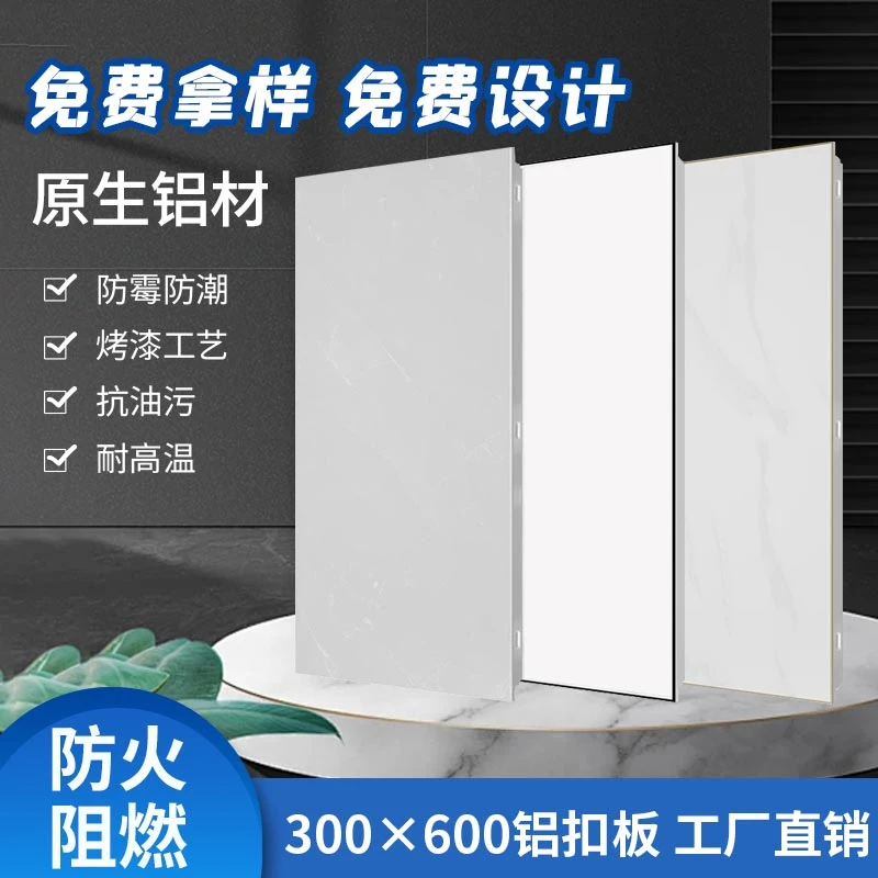 樊工集成吊顶30cm*60cm抗油污烤漆厨卫生间吊顶铝扣板厂家直发