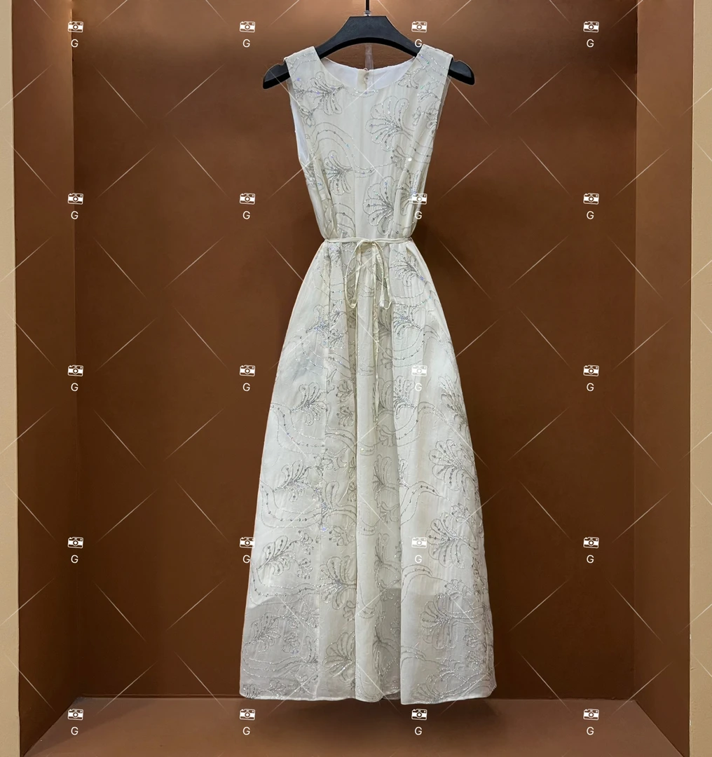 【丽】夏季新款复古时尚百搭印花无袖连衣裙 251446