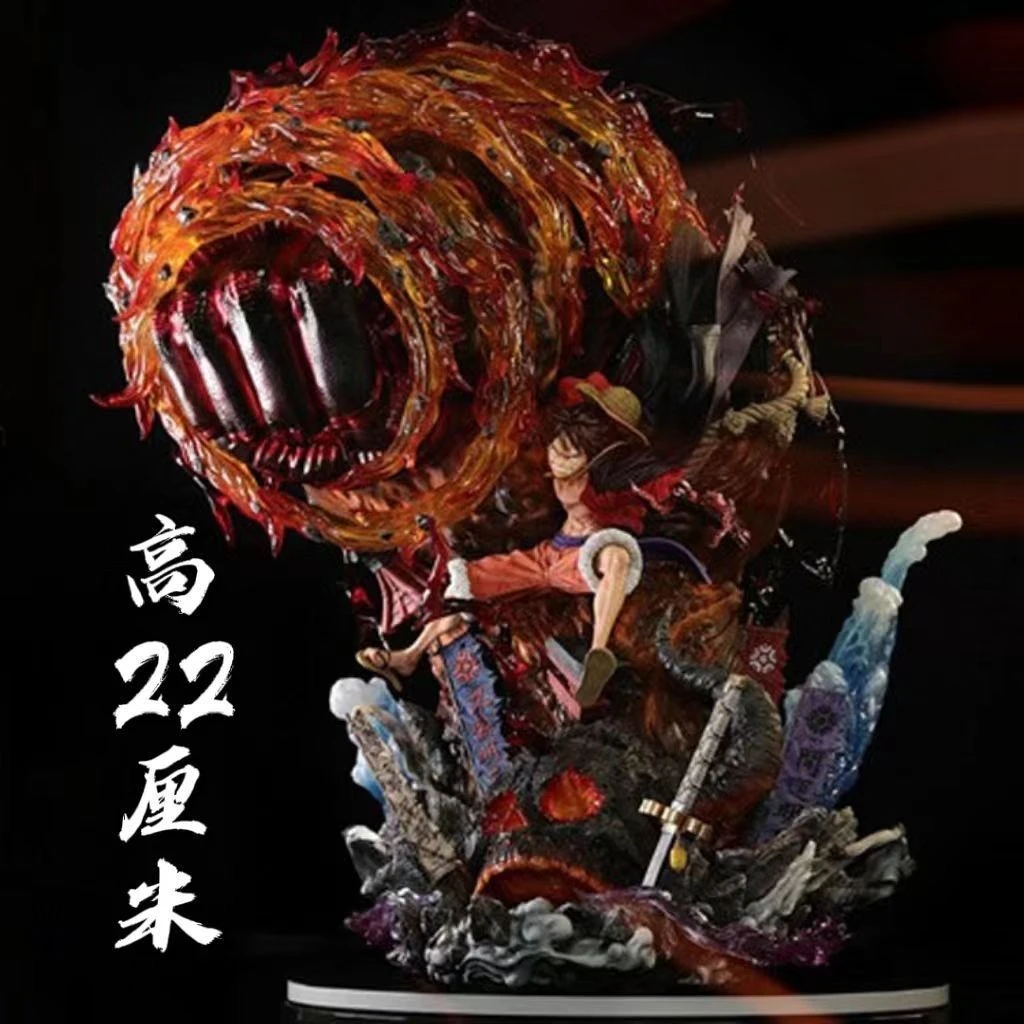【优易模玩】海贼王业火路飞发光模型摆件GK草帽灯带发光22cm