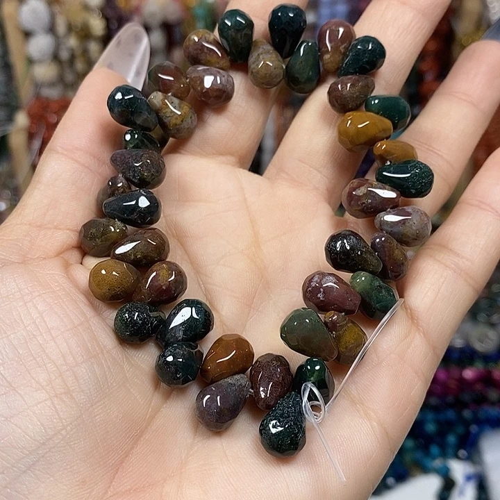 玛瑙/玉髓未镶嵌珠宝半成品天然玛瑙切面水滴卡8*12mm