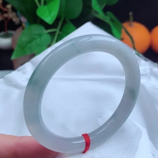 翡翠手镯未镶嵌   圆条51-52 冰飘蓝花