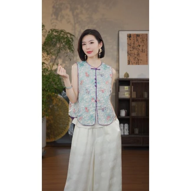 GONG QUE 【锦鲤绕彩蝶】新中式国风马夹 241334