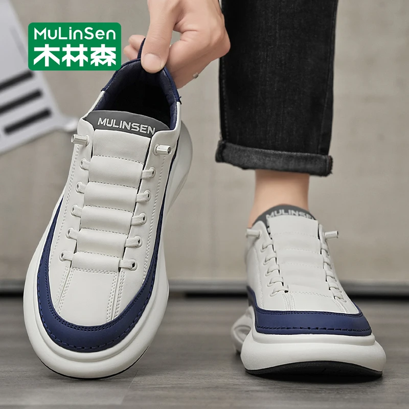 木林森男士板鞋2025新款秋季厚底增高运动休闲百搭学生小白潮鞋
