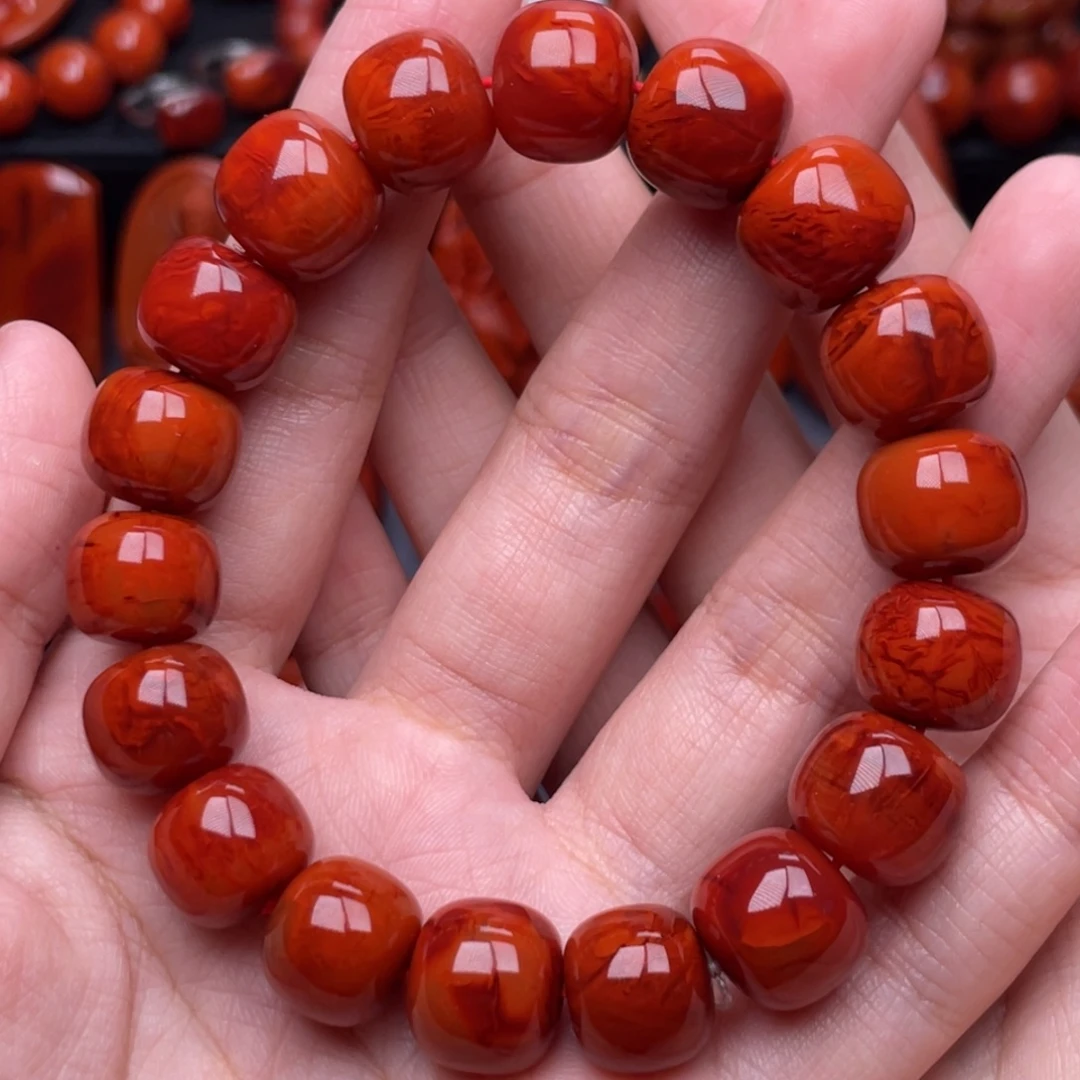 南红玛瑙未镶嵌珠宝奇石单圈13.5mm