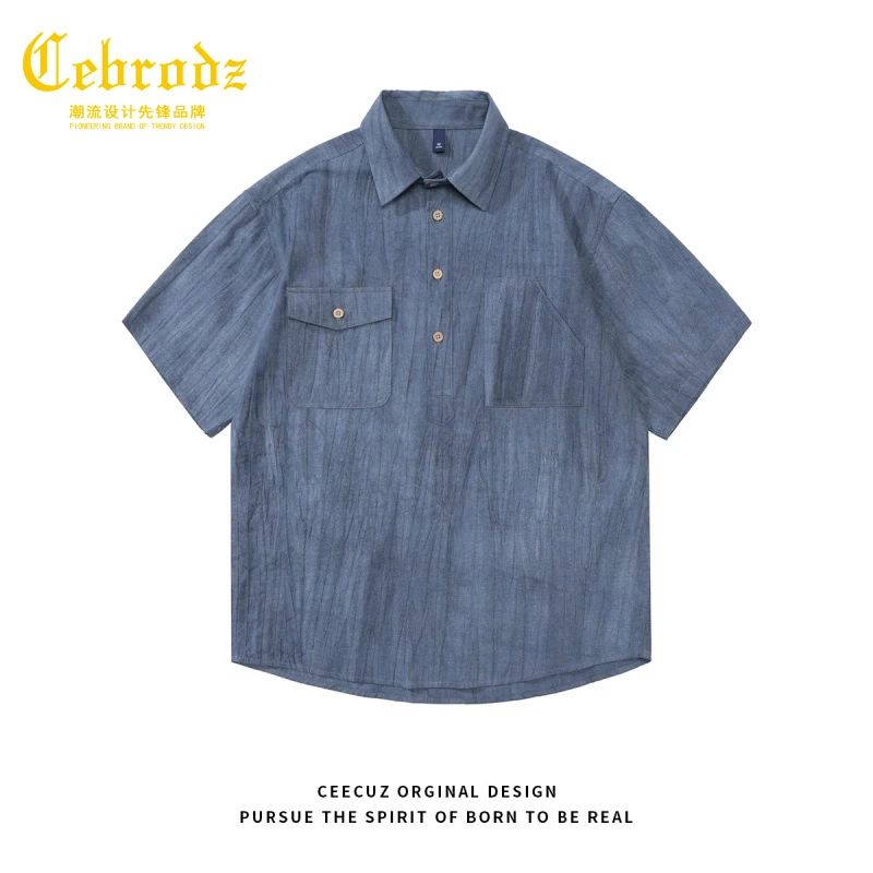 法国Cebrodz夏季轻薄凉感棉麻透气polo衫设计感中国风翻领短袖T恤