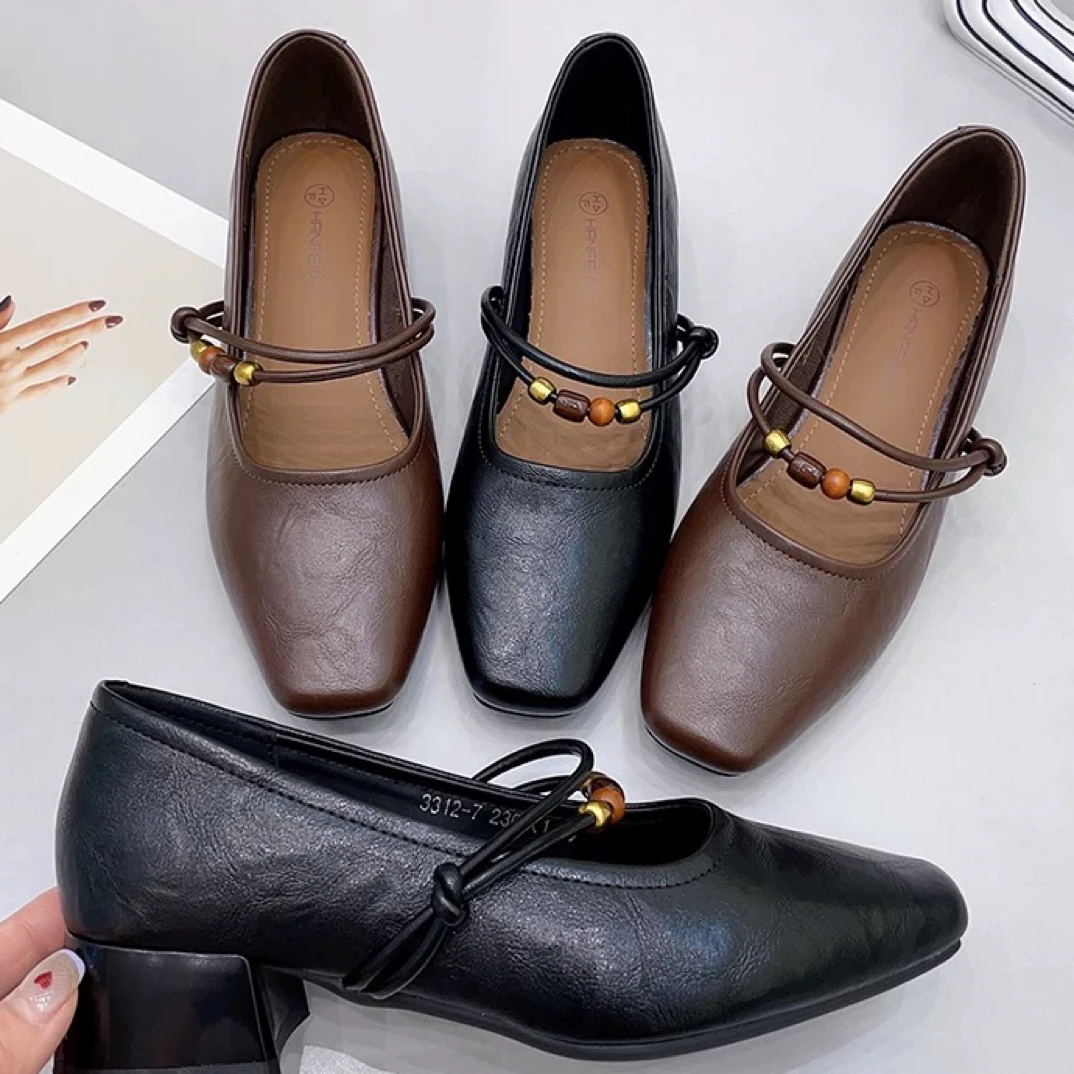 新品炸福利！软皮4cm小跟气质小单鞋T7898