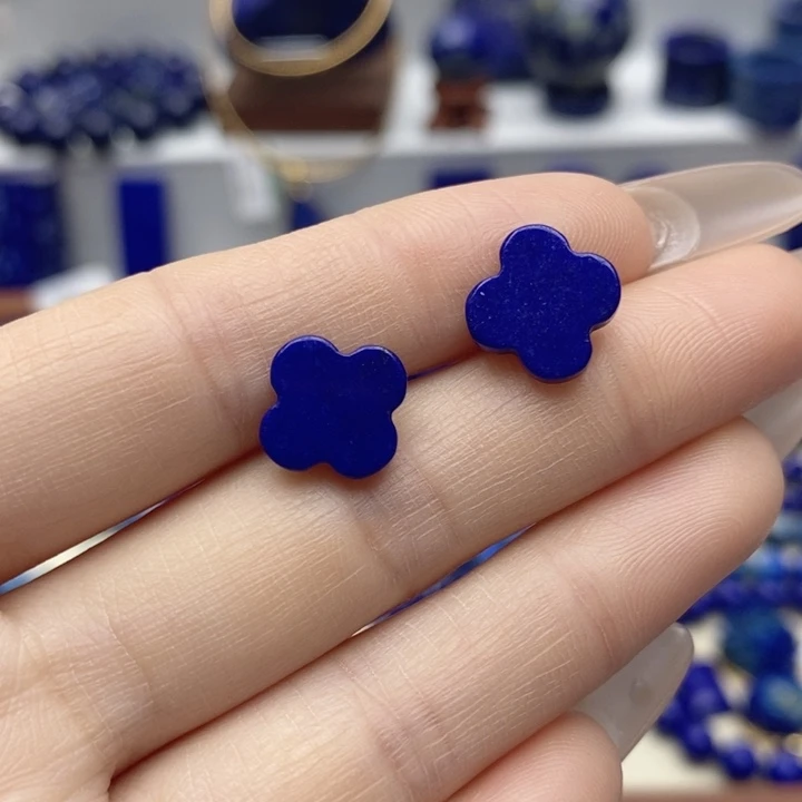 青金石未镶嵌耳饰11mm