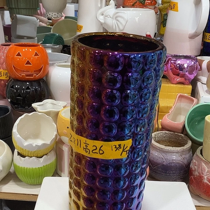 陶盆有孔 瑕疵针孔漏釉介意勿拍外口 11外高26