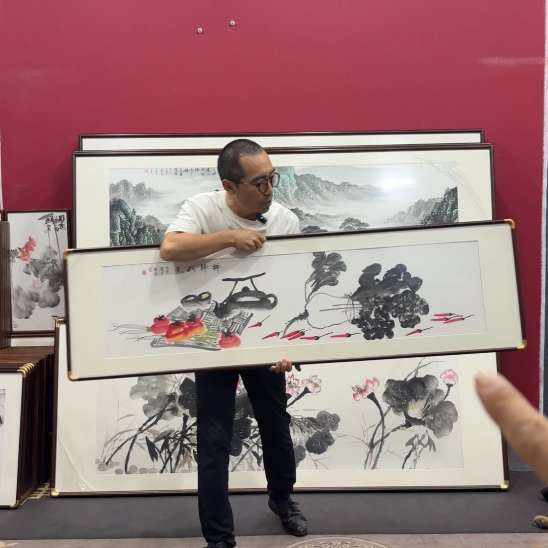 国画手绘作品带框160/45