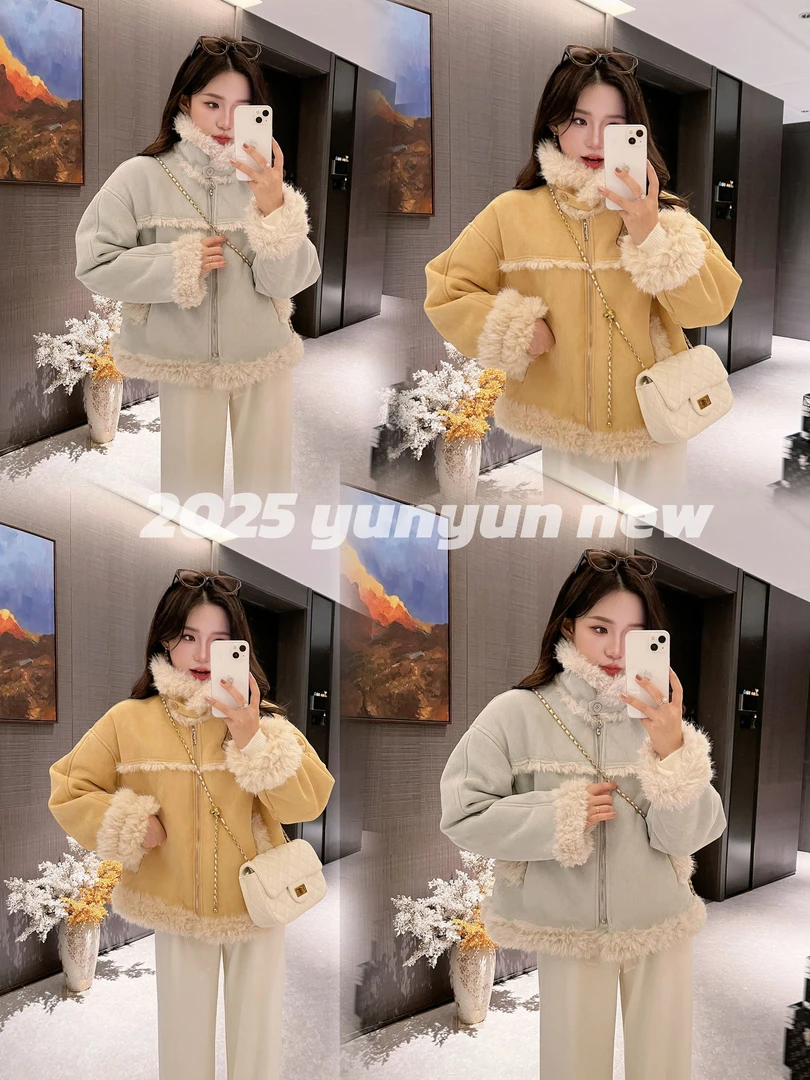 奶呼呼外套女2025冬季新款短款小个子机车服软糯加厚外套Y11