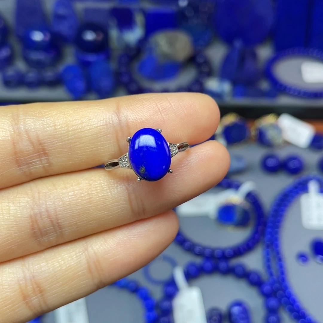 青金石银S925镶嵌戒指（可调节）