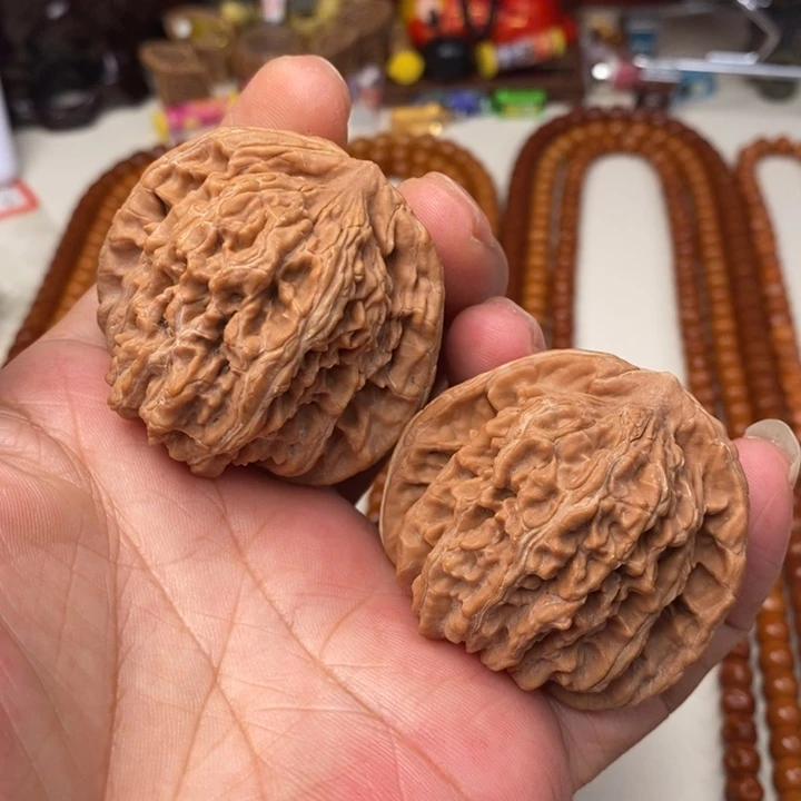 文玩核桃把件四座楼狮子头马虎对