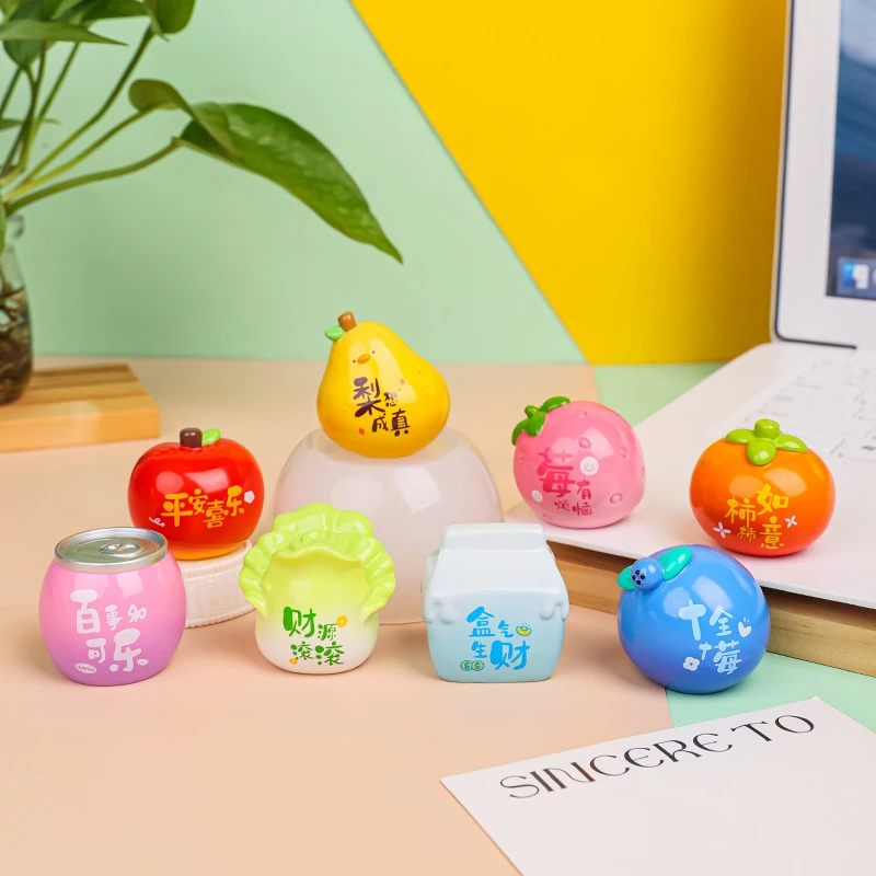 【对对碰】 带字水果寓意小萌粒子树脂摆件