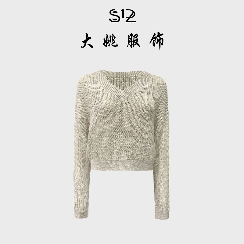 「DAYAO」25s秋季新款休闲百搭时尚圆领长袖针织上衣 WYAF259118