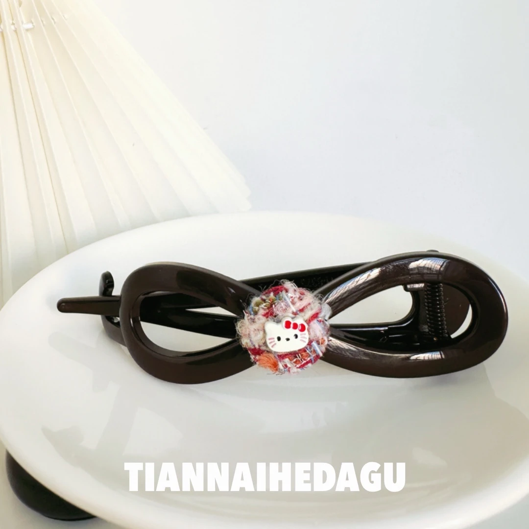 【大号】葫芦形猫猫文艺扭扭夹 小众可爱甜美日常头饰发饰盘发夹