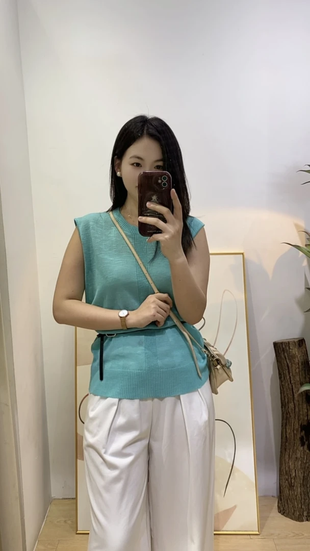 2025新款韩版时尚百搭圆领无袖女设计感小众显瘦针织马甲背心