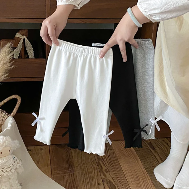 小童打底裤20251-3岁白色宝宝婴儿长裤女童弹力蝴蝶结裤子外穿