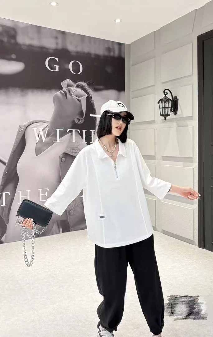 DLL时尚大码正肩小领中袖8673