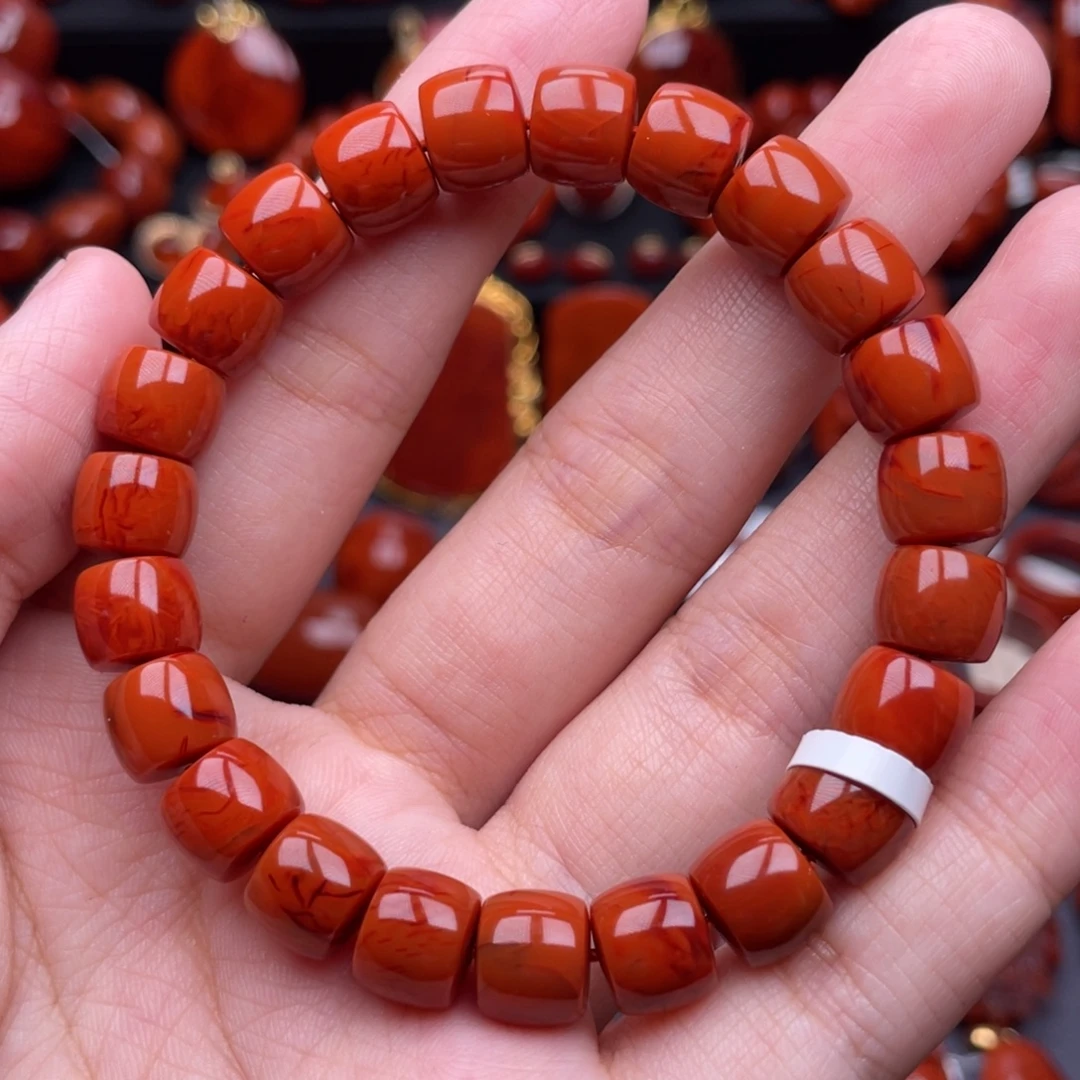 南红玛瑙未镶嵌珠宝奇石单圈9.5mm