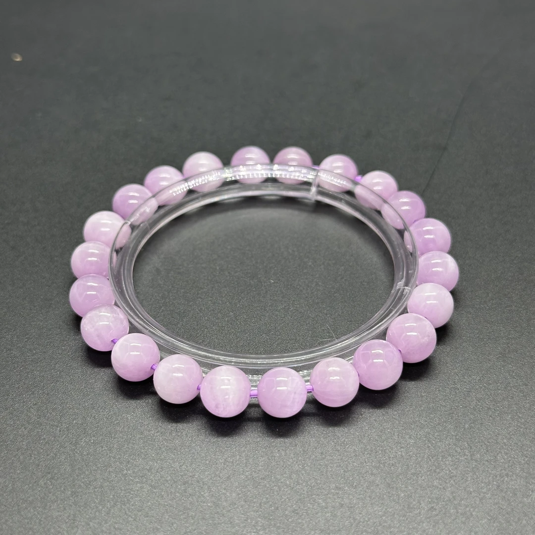 【D6194】“温柔粉紫夜宴”紫锂辉8.5mm左右圆珠手串精美