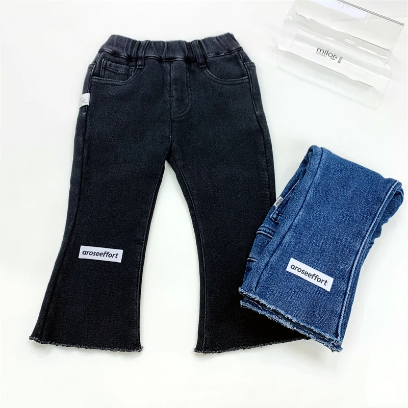 米乐熊女童一体绒时尚微喇牛仔裤1759