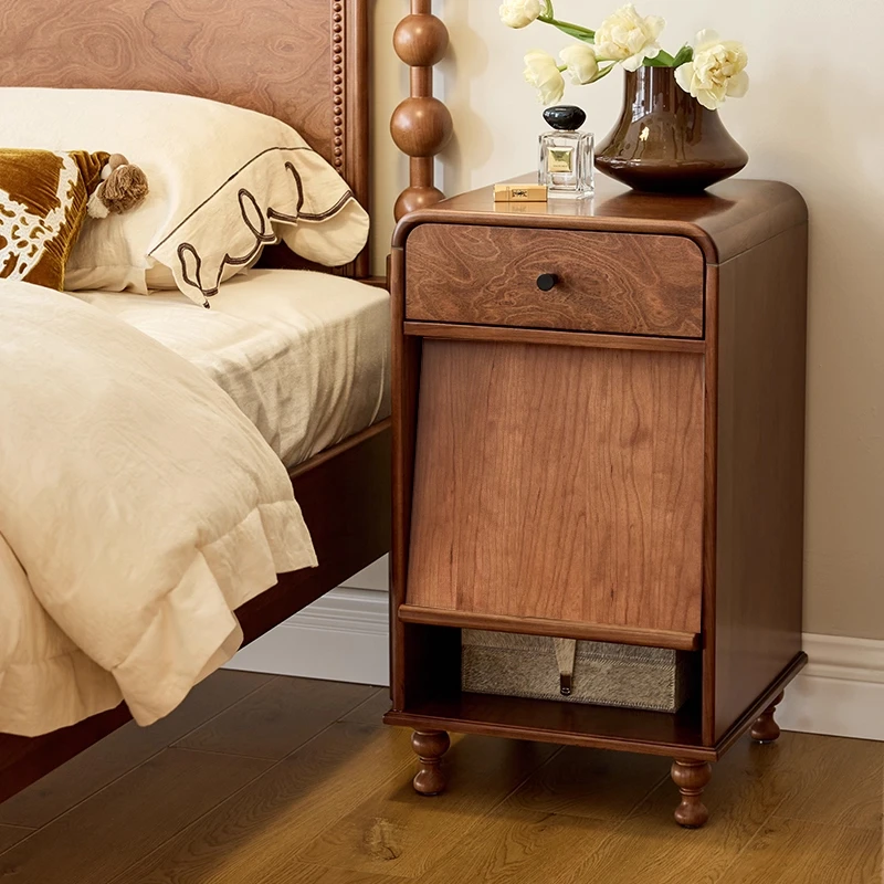 巢趣家居法式复古全实木床头柜杂志架沙发边星空床头柜中古小户型