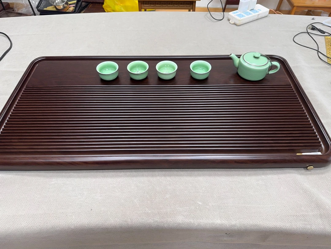 90*45*4.5实木茶盘黑胡桃色景州2025新中式干湿两用茶台