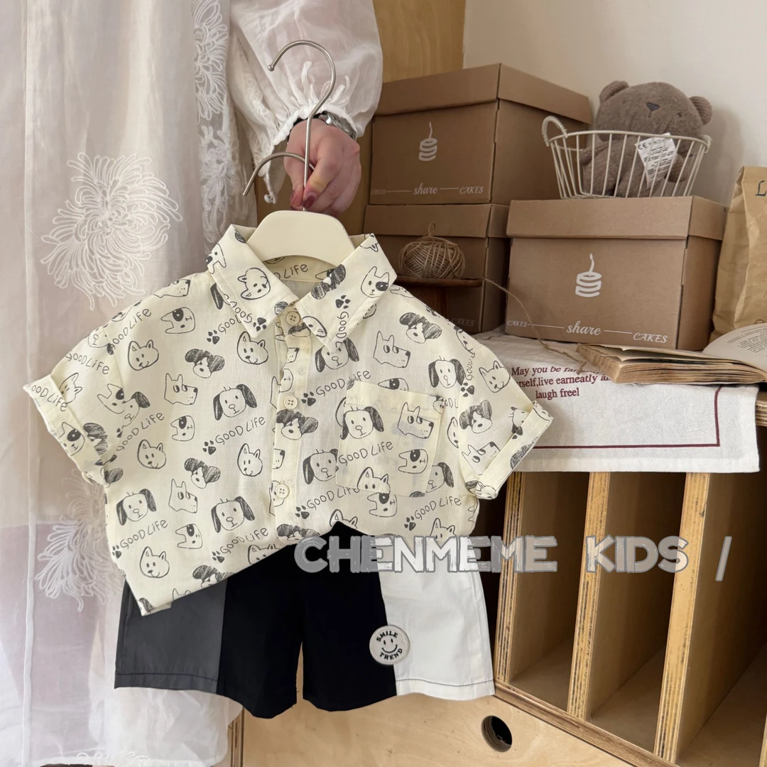 【陈么么】夏日新款男童精品套装时尚经典透气舒适出门必备男宝套装