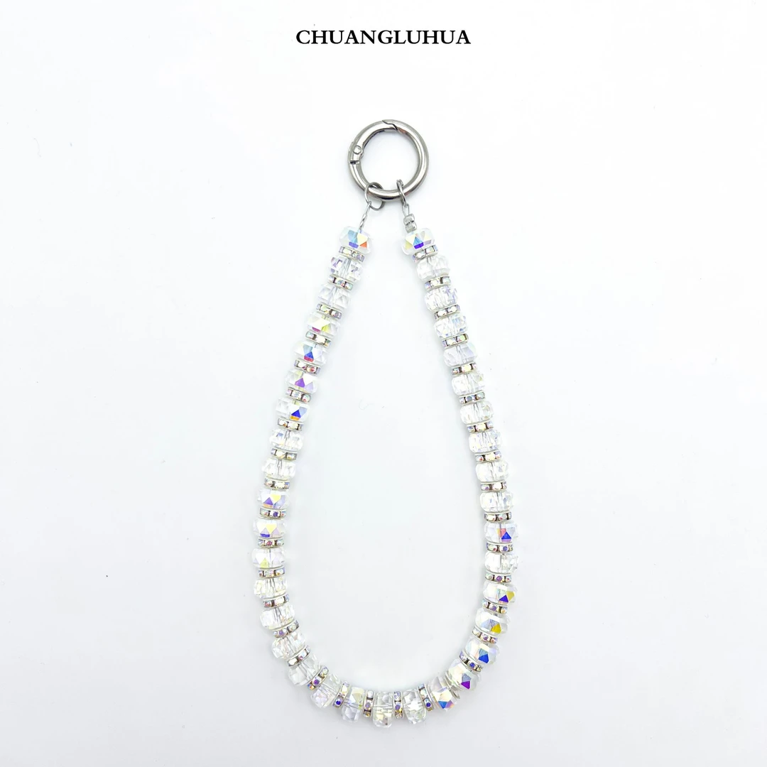 纯手工锆石DIY珠绳手机挂链饰品手机链包包挂链时尚彩色车挂通用